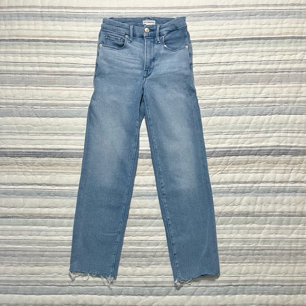 Good American Light Blue Wash Straight Leg Jeans